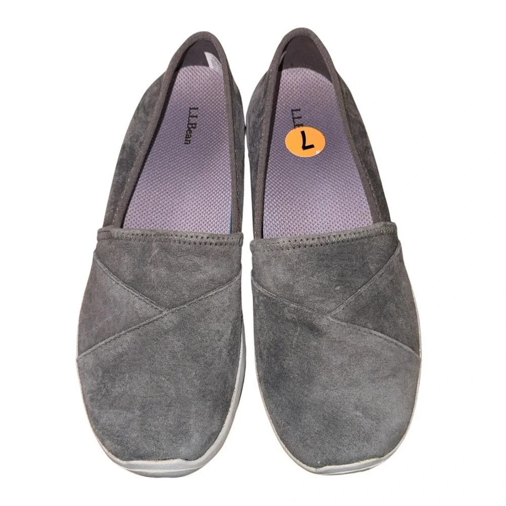 NEW L.L. Bean Back Cove Stretch Womens 7M Grey Suede Nubuck Walking Shoes 510584